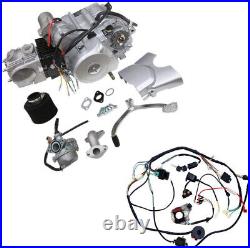 125cc Semi Auto Engine Motor Kit Wiring Electric Start Fo 70 110CC Quad Bike ATV