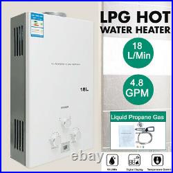 18L LPG Propane Gas Tankless Instant Hot Water Heater With Shower Kit