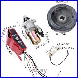 Electric Start Kit Starter Motor Flywheel Switch For Honda Gx340 11hp Gx390 13hp