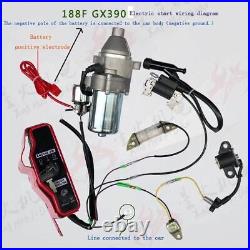 For Honda Gx340 GX390 Electric Start Kit inc FlyWheel Starter Motor Switch Box