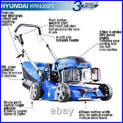 Hyundai Petrol Lawnmower 17 43cm Cut Electric Start & Petrol Leaf Blower Bundle