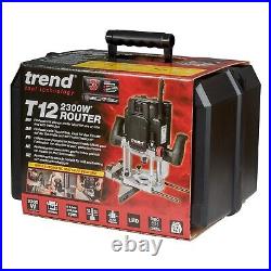 Trend T12EK 240V Variable Speed Plunge Router Soft Start 2300W + X2 C153 Cutters